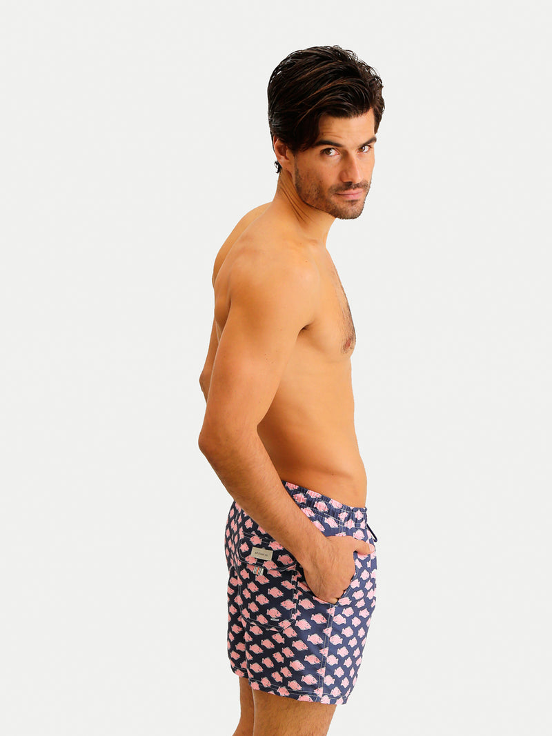 Traje de Baño Hombre - Bañador Navy Fish - Secado Rápido