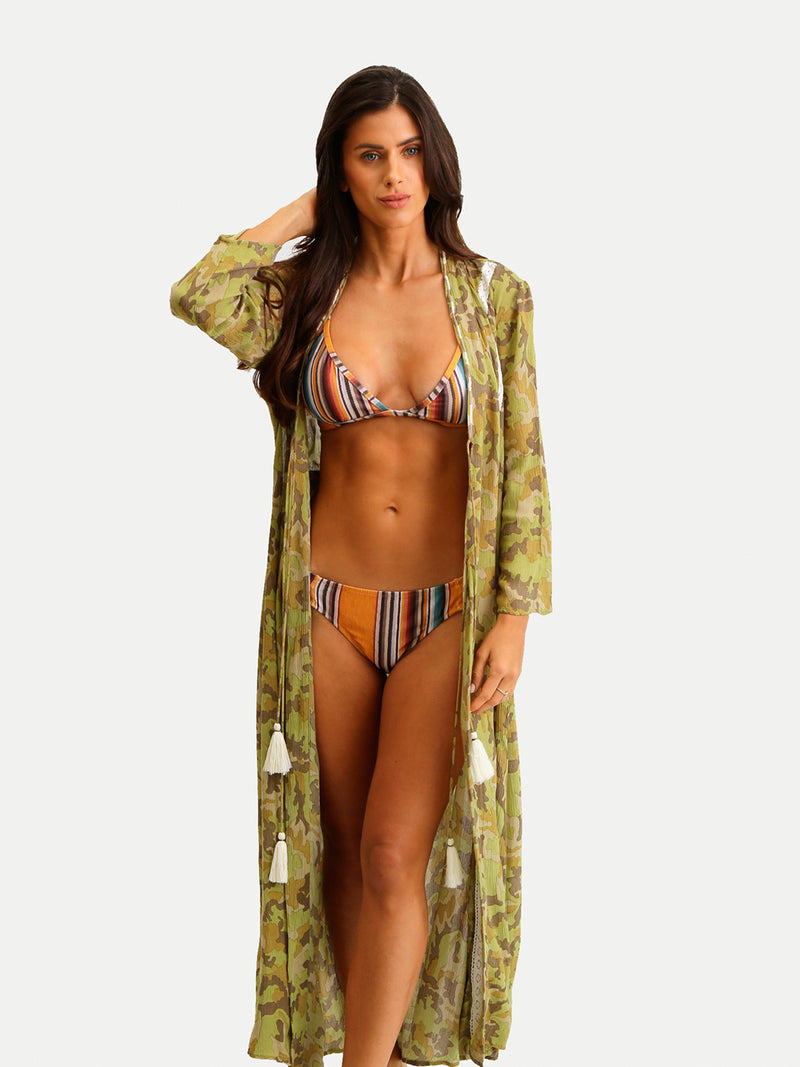 Vestido de Playa Mujer - Camo Parrots Kimono - 100% Algodón