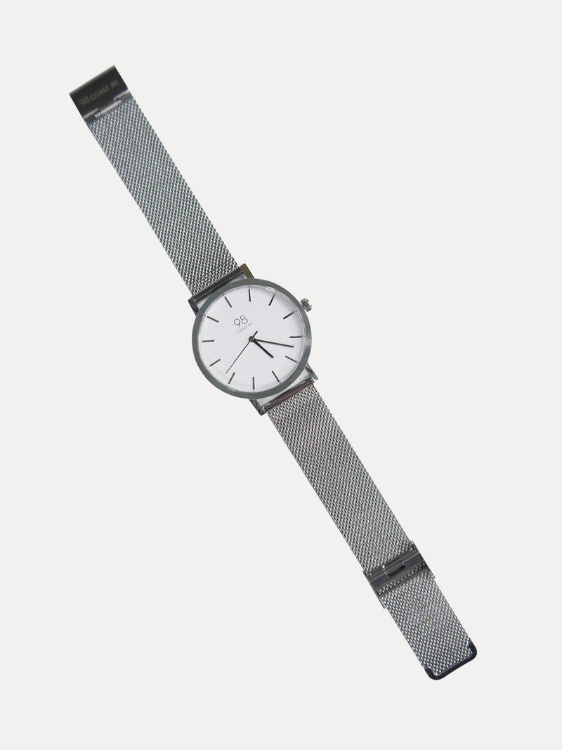 Reloj Analógico Metálico Plata - 40 mm de Diámetro - Incluye Pila y Estuche