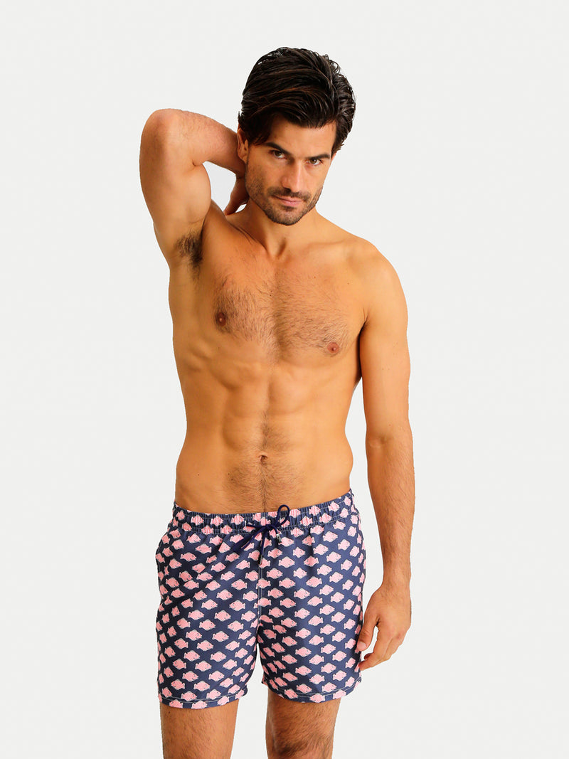 Traje de Baño Hombre - Bañador Navy Fish - Secado Rápido